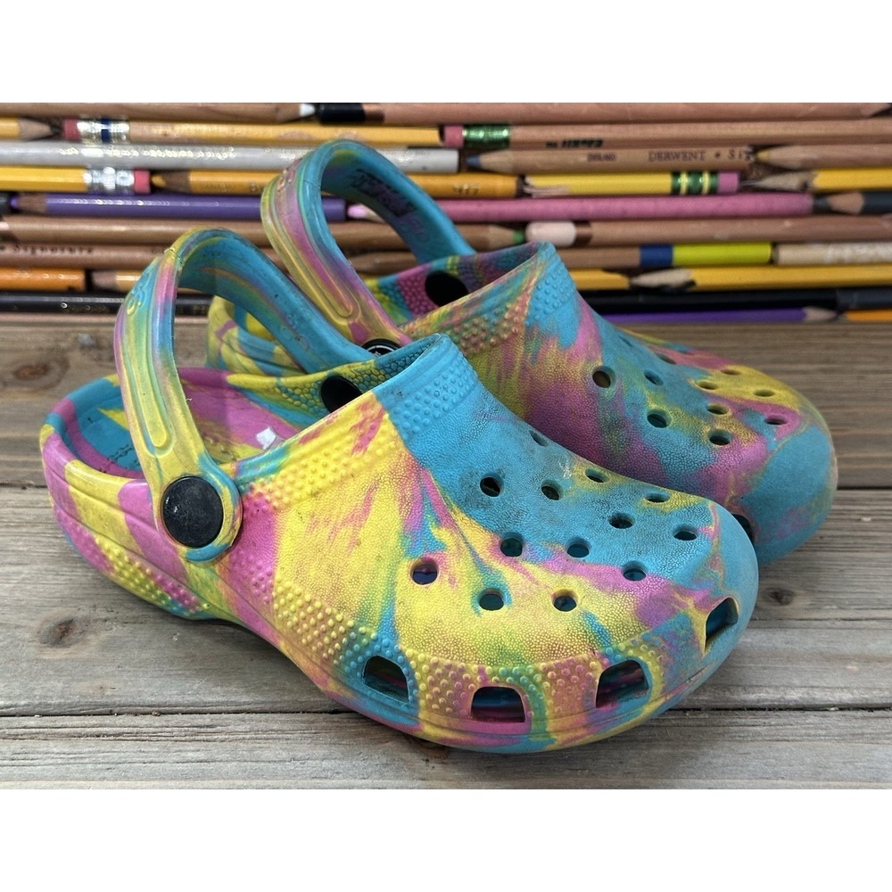 Crocs Kid's Rainbow Marbled Clogs Child's Sz 9